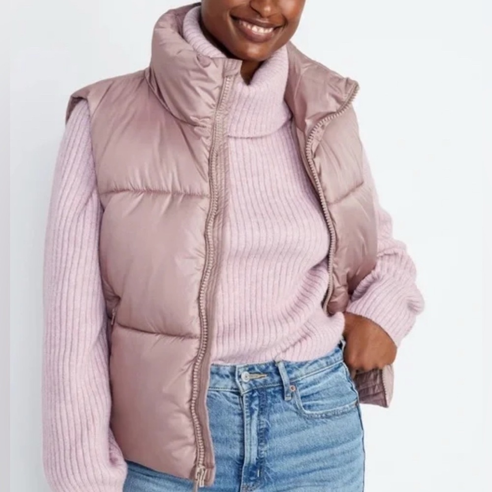 NWOT Old Navy Frost Free Puffer Vest Rose Pink Size XS